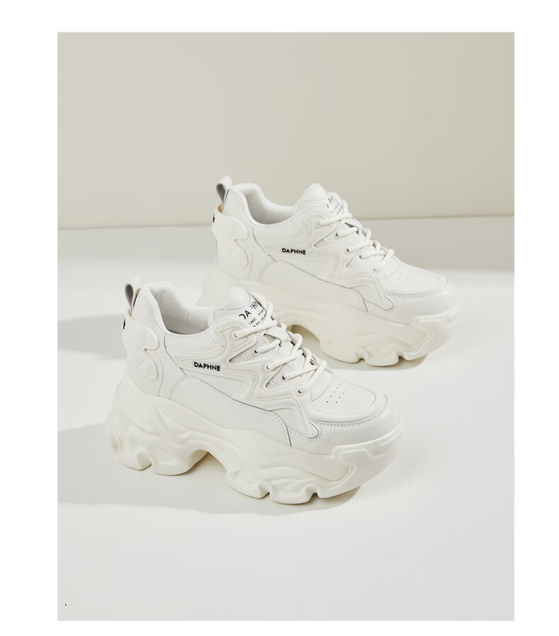 DAPHNE Thick-Soled Height-Increasing Dad Sneakers for Women, Versatile Fashionable Casual Shoes, Style 4623101103, Black, Size 39 16
