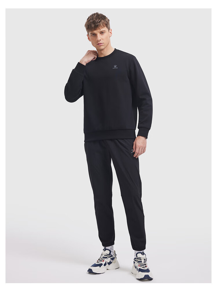KELME Men's Winter Fleece-Lined Thickened Sweatshirt Casual Versatile Couple Pullover Women's Crew Neck Top Agate Black M 1