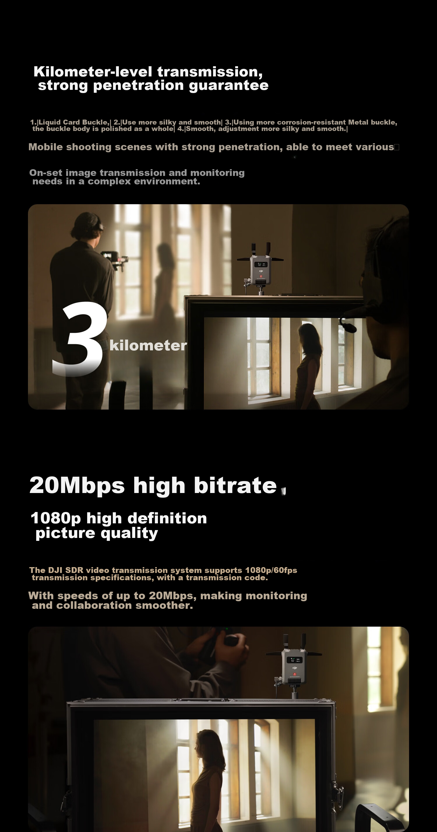 DJI SDR Pocket-Size HDMI+SDI Interface, 20M High Bit Rate, 3KM Long-Distance Transmission, SDR+WIFI Dual-Channel Camera Live Streaming Wireless Transmissio 4