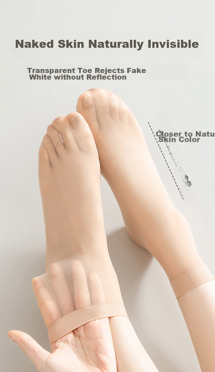 MiiOW 10 Pairs of Socks with Dotted Bottom Short Silk Stockings for Women, Foot Pressure Reduction, Non-Slip, One Size Fits All, Spring And Summer Thin Style - Skin Color 2-24cm 3