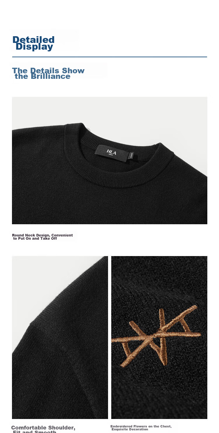 HLA [Brand Exclusive] Men's Long-Sleeve Knit Sweater, Light Business Classic Warm Pullover for Spring And Autumn HNZAW3Y018A 15