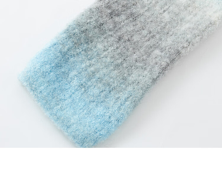 Dme [Sea Salt Layered Knit Sweater] Winter Style Artistic Healing Gray-Blue Gradient Soft Sweater for Women, Blue-Gray, S 18