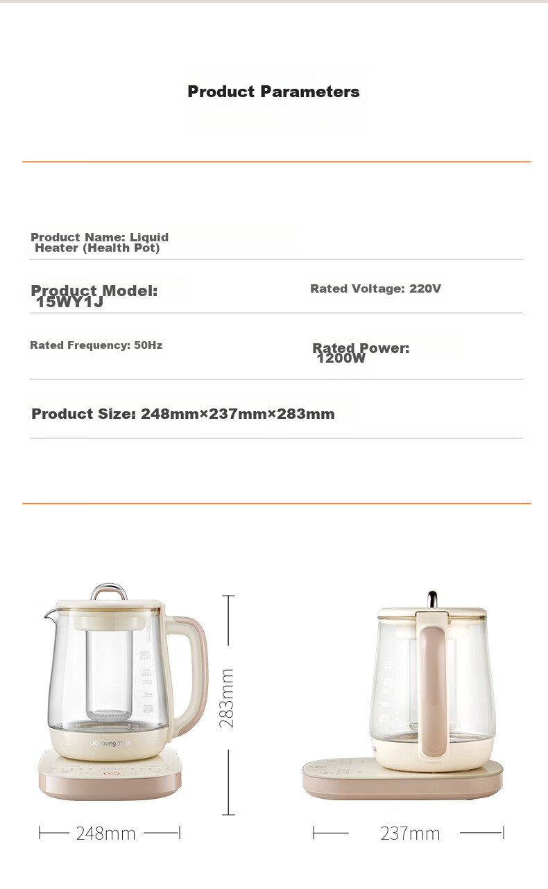 Joyoung 0 Glue Anti-Overflow Infusion Pot, Small Bubble Home Constant Temperature Kettle, Office 2L Large Capacity Glass Tea Maker, 20WY3J 18