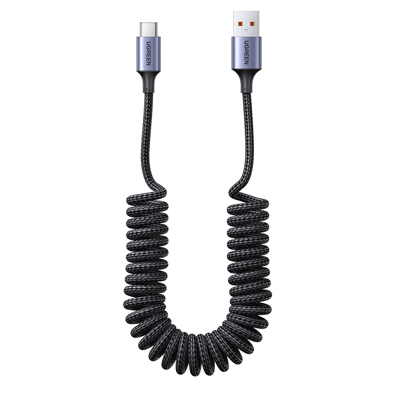 UGREEN Car Spring Charging Cable, Retractable Type-C Data Cable, 6A, Suitable for Huawei Honor Super Fast Charging 100W/66W, Xiaomi Phones Pura80/70/Mate70/60