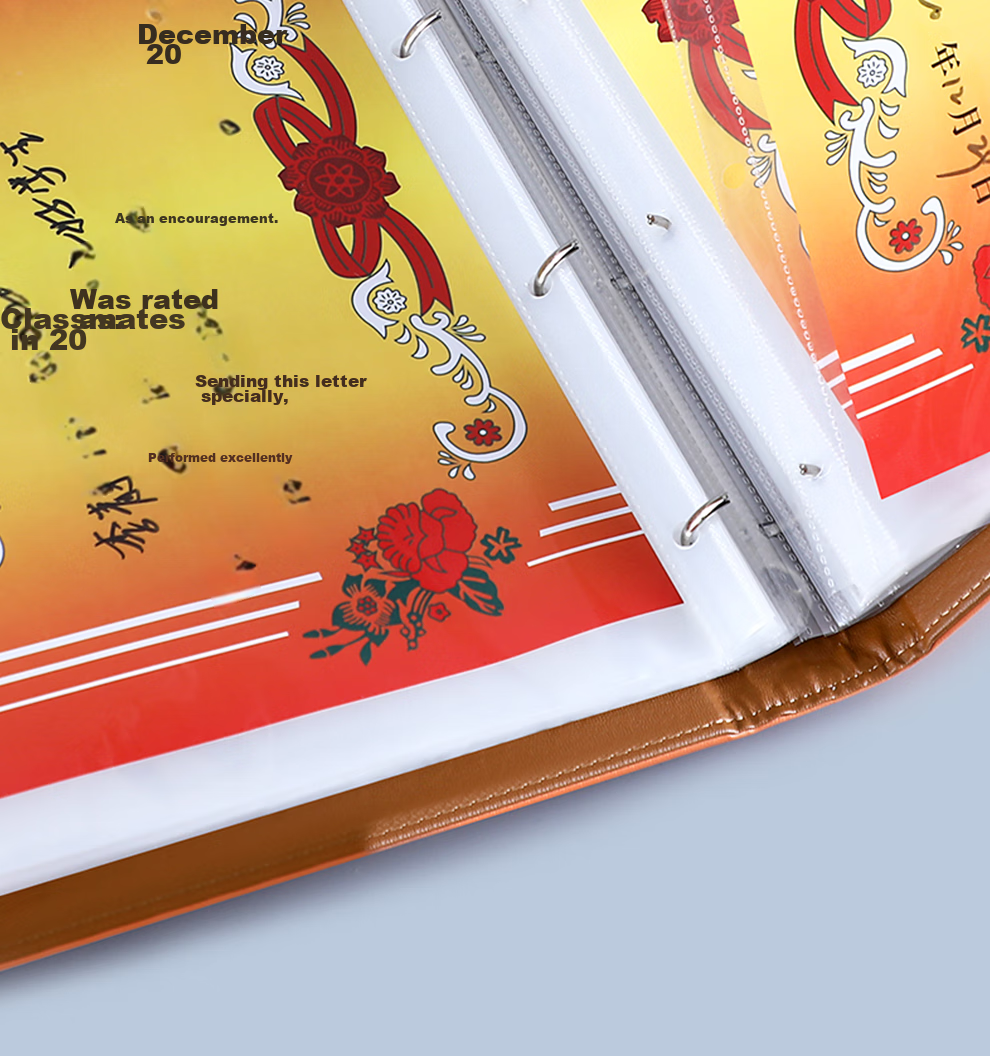 Faramon Certificate Collection Folder A4 Honor Certificate Leather Multi-Functional Storage Student File Folder Album Large Children's Collection Folder Leather - Orange A4*40 Sheets 10