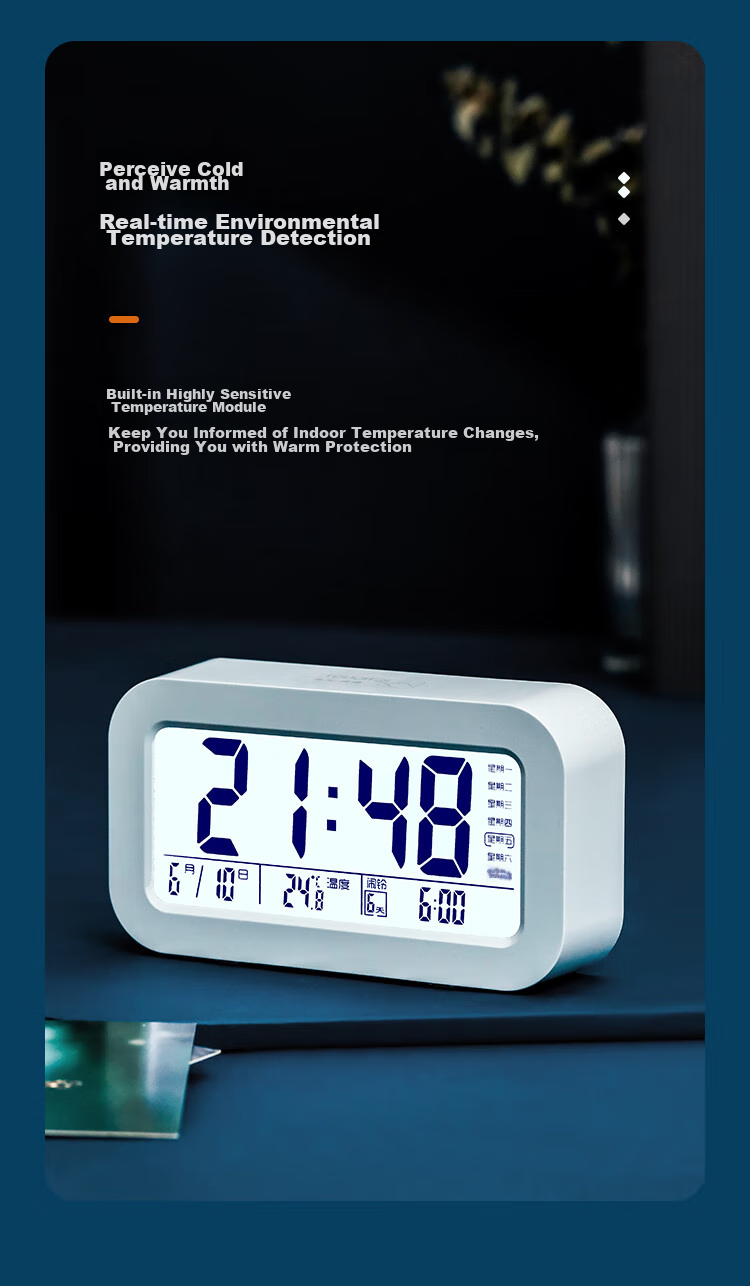 Compas Multifunctional Electronic Alarm Clock for Students, Wake-Up Device, Digital Clock, Essential for Back-To And Graduation Season, 801 Blue New Year Gift for Students And Childre 8