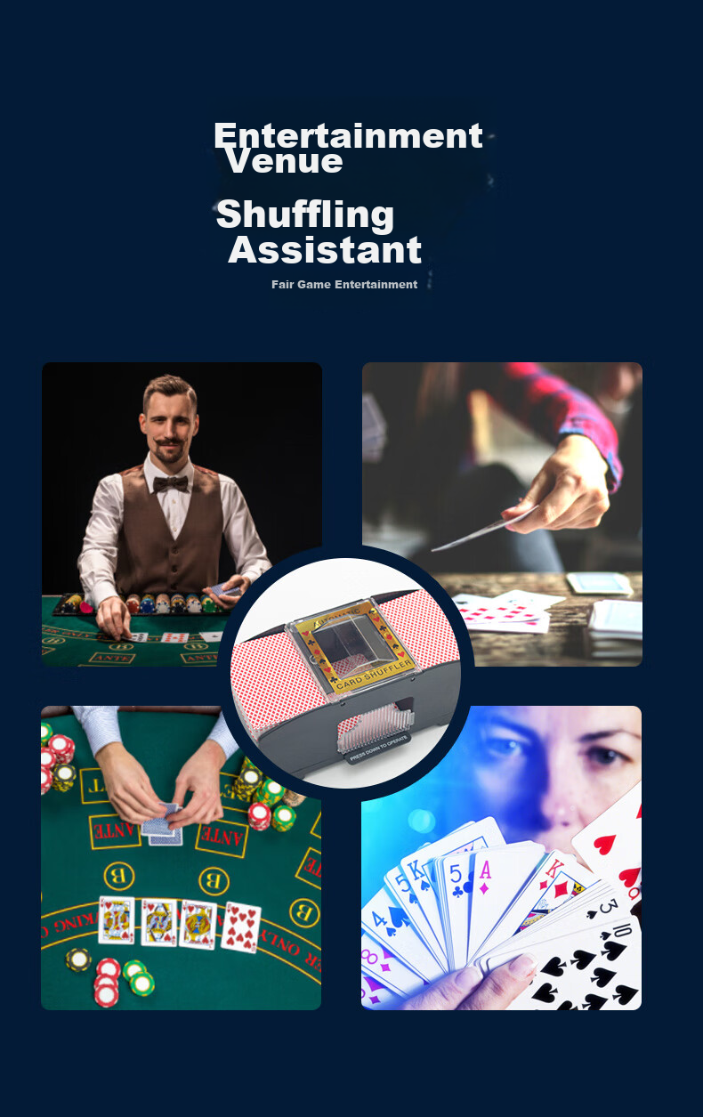 Huasheng Electric Card Shuffler, Plastic Two-Deck Shuffler for Table Games, Can Only Shuffle Cards 9