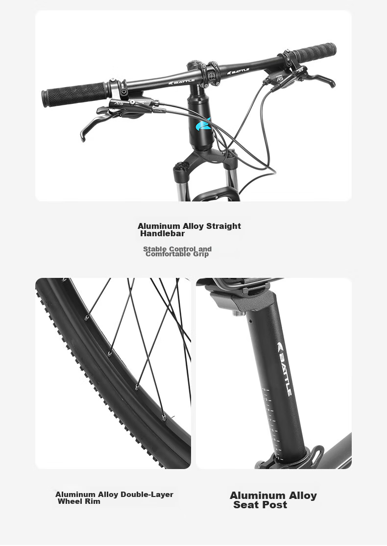 BATTLE Mountain Bike Shimano 27-Speed 27.5-Inch Adult And Student Off-Road Racing Bicycle, Black 13
