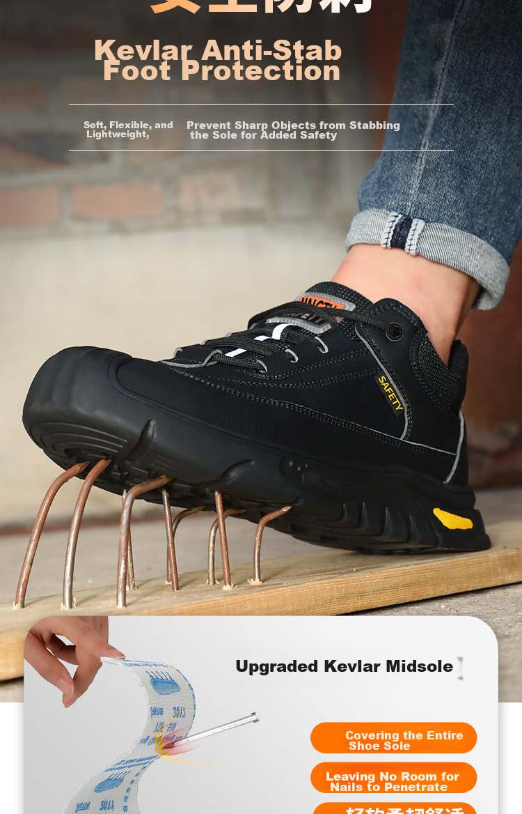 Jingtu Safety Shoes for Men, Self-Operated, Summer Breathable, Steel Toe Cap, Puncture-Resistant, Waterproof Work Boots 0253-J Size 43 6