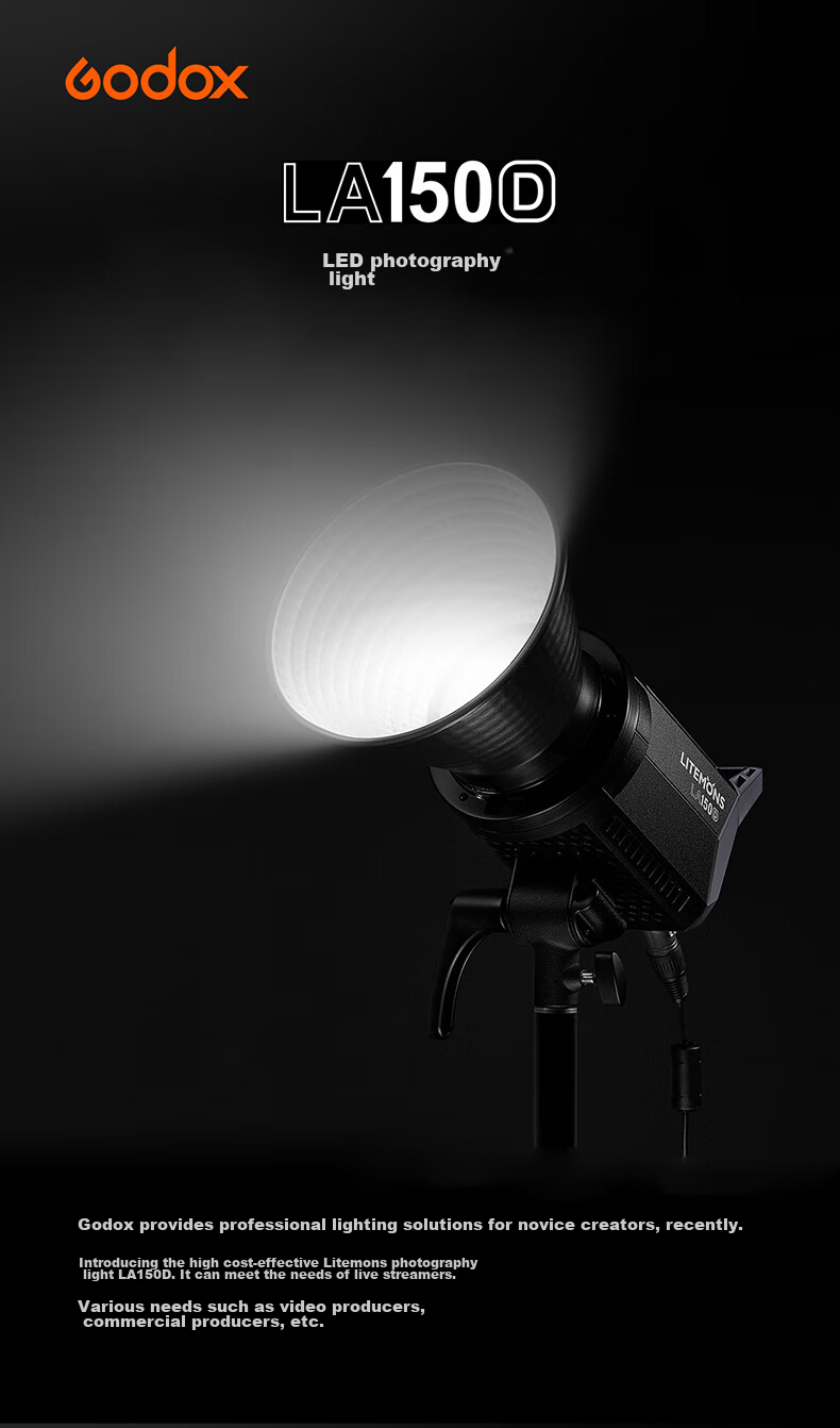 Godox LA150BI Bi-Color Live Streaming Fill Light LED Photography Soft Light Food Beauty Continuous Lighting Single Light [Official Standard Edition] 1