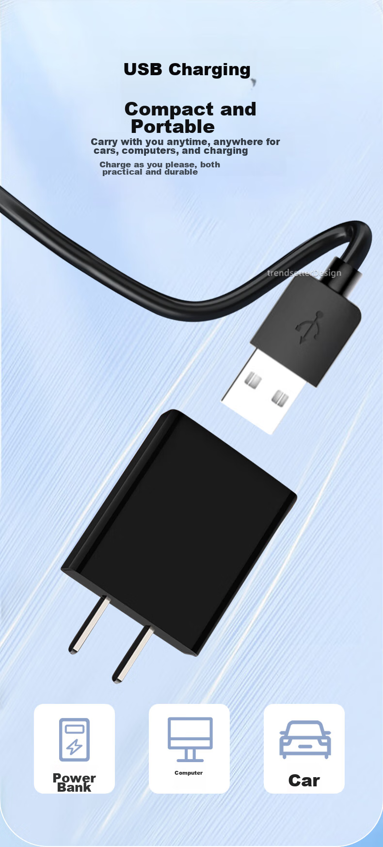 Trendsetter Compatible Charging Cable for Braun Shavers S9/S8/S7/S6/S5/S3/2675/2775/4745/5497/720/9566 Razor Charger Power Cord Accessory 5