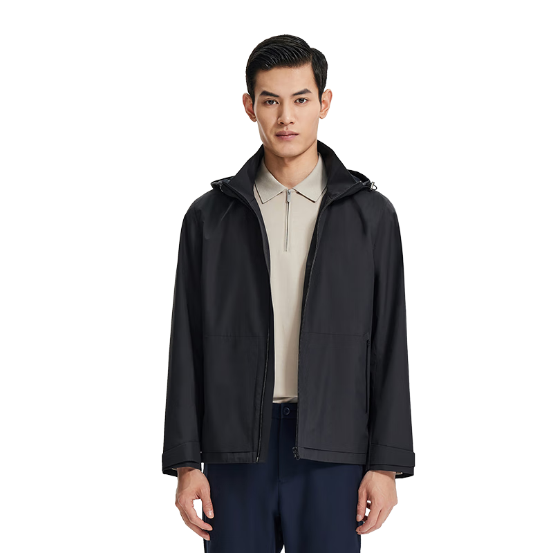 Goldlion Breathable Waterproof Spring Summer Men's Eco-friendly Windproof Raincoat Outdoor Commuter Jacket Dark Gray-78 2XL