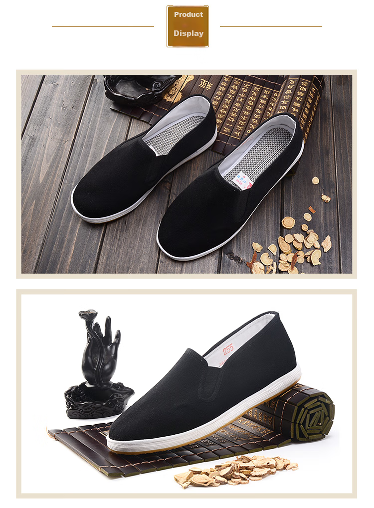 BUS HEYUAN Traditional Thousand-Layer Slip-On Odor-Resistant Old Beijing Cloth Shoes Casual Middle-Aged And Elderly Men's Shoes with Cowhide Sole YW3PT Size 40 10