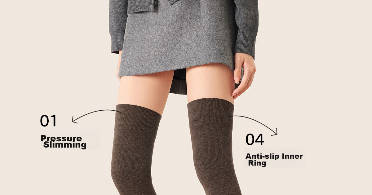 Mianzhuwu Knee-High Stockings for Women, Anti-Slip Thigh Slimming High Tube Socks for Autumn And Winter, 1 Pair 3