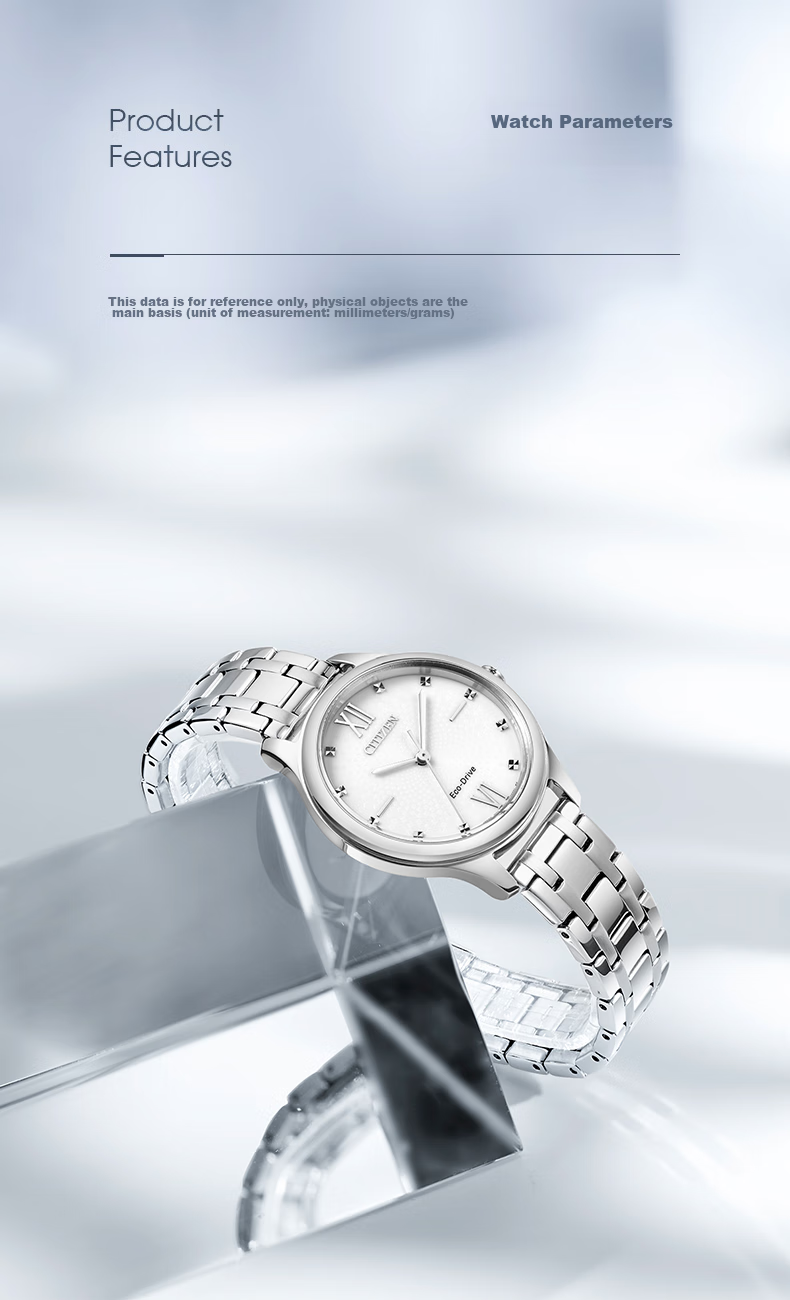 CITIZEN Watch for Women, Japanese And Korean Style, Eco-Drive, White Dial, Steel Band, Fashionable Gift for Girlfriend, EM0500-73A 4