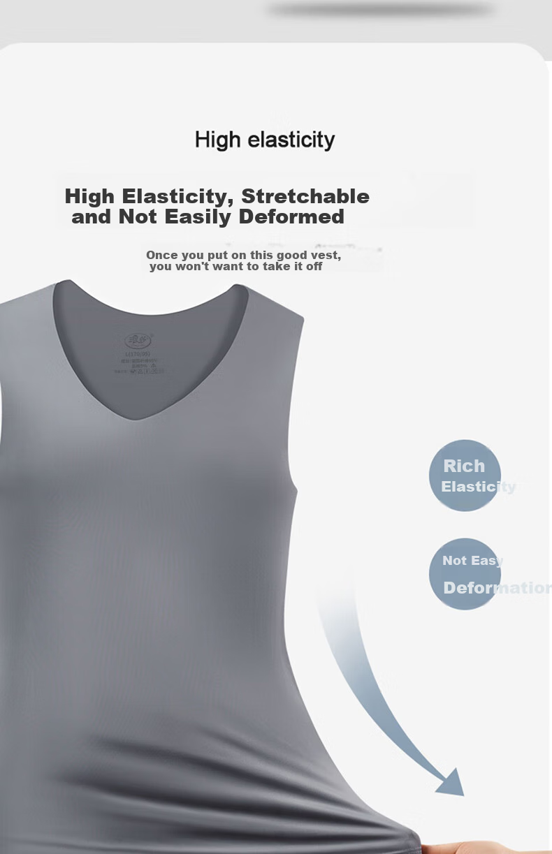 LangSha Men's Tank Top, Summer Ice Silk Thin Style, 7A Grade Antibacterial Seamless Sports Casual Undershirt, 3-Piece Set 10