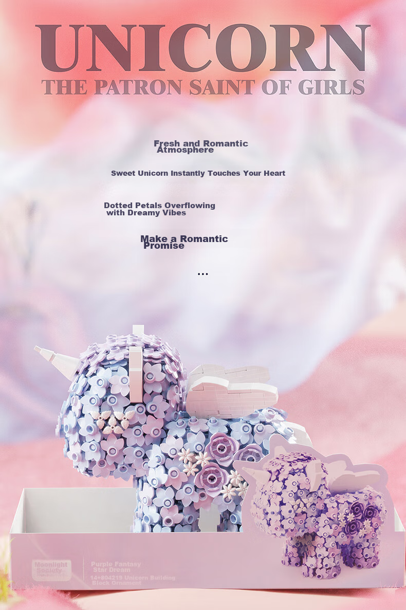 Yueguangshe Floral Unicorn, Building Block Assembly Toy, Girly Trendy Home Decoration, Birthday Gift for Girlfriends And Best Friends 2