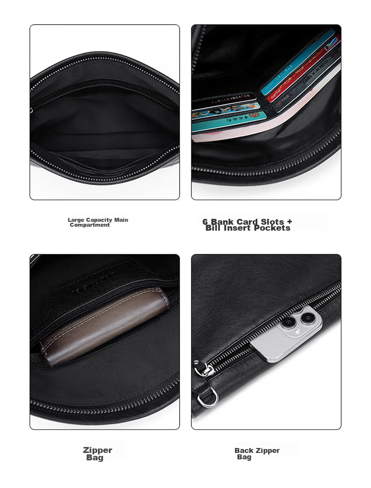 GOLF Shoulder Bag for Men, Top-Grain Leather Crossbody Bag with Multiple Card Slots, Handbag with Dual Use for Phone And IPad, Business Bag for Me 17