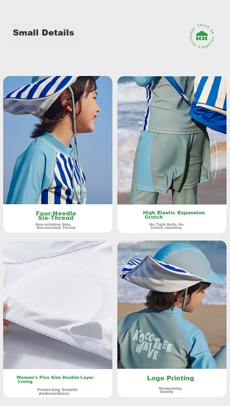 Kocotree Children's Swimwear, Girls' Two-Piece Swimsuit, Class A Boys' And Girls' Long-Sleeve Sun Protection Swimwear for Older Childre 29