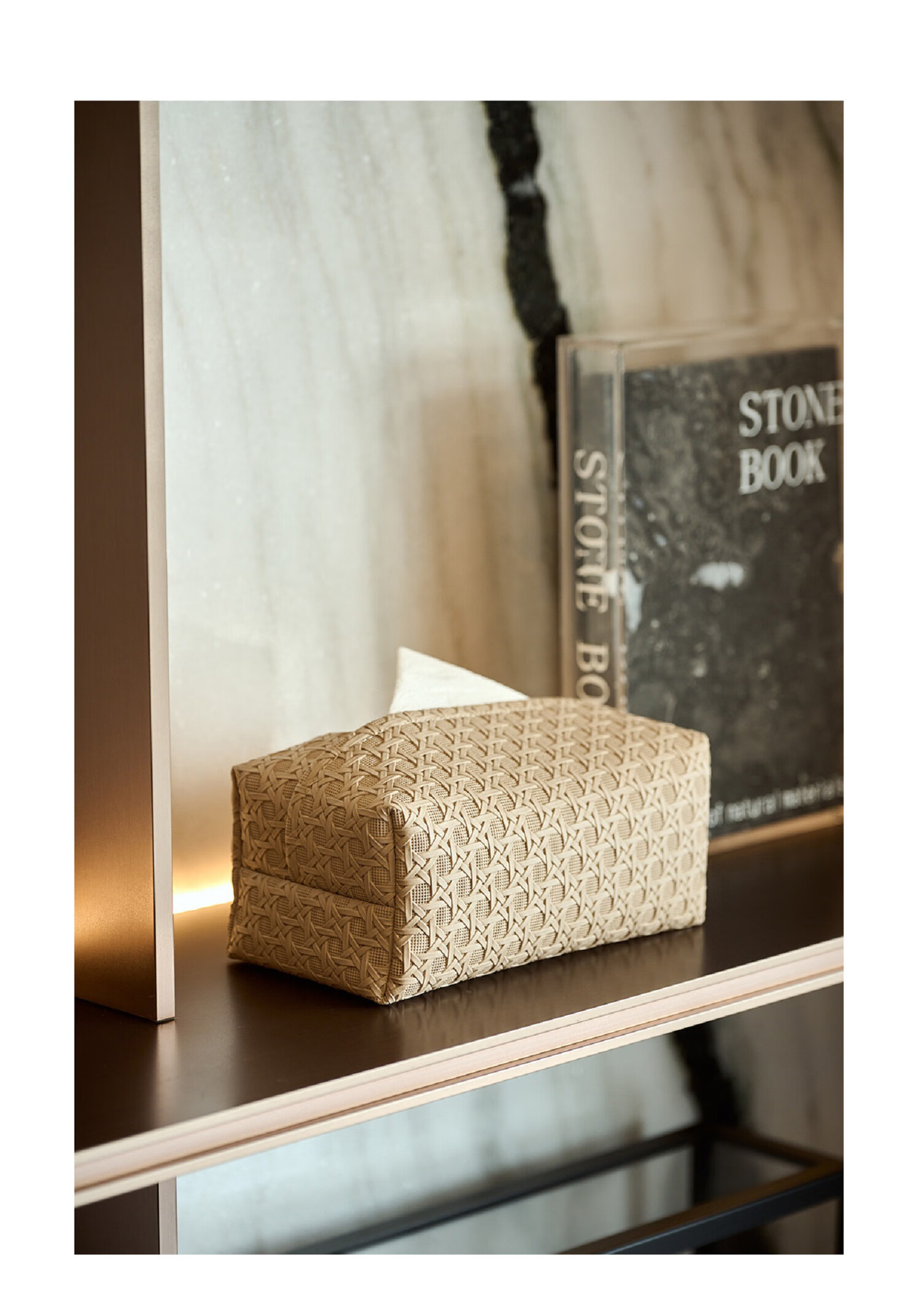 Fanyejia Tissue Box with Rattan Pattern, Luxury Leather Tissue Holder, Storage Box for Living Room, Bedroom, And Dining Table 18