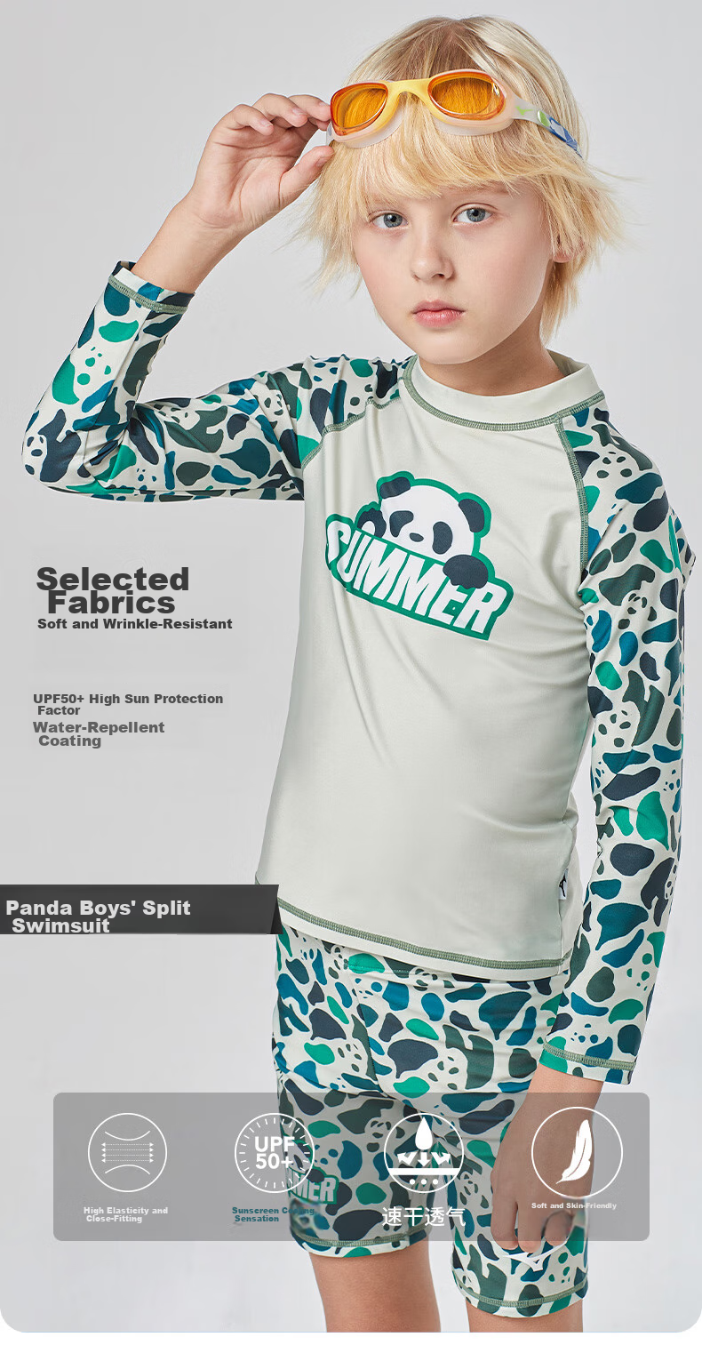 MIZUNO Children's Swimwear, Boys' Two-Piece Swimsuit, Knee-Length Surf Shorts Set, Hot Spring Equipment, G1406 Green, Size 150 3