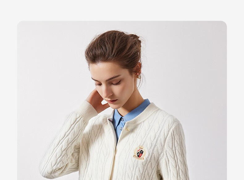 Navigare Italian Small Sailboat Autumn And Winter Women's All-Wool Jacket, Cable Knit Sweater Cardigan 2334094508 M 23