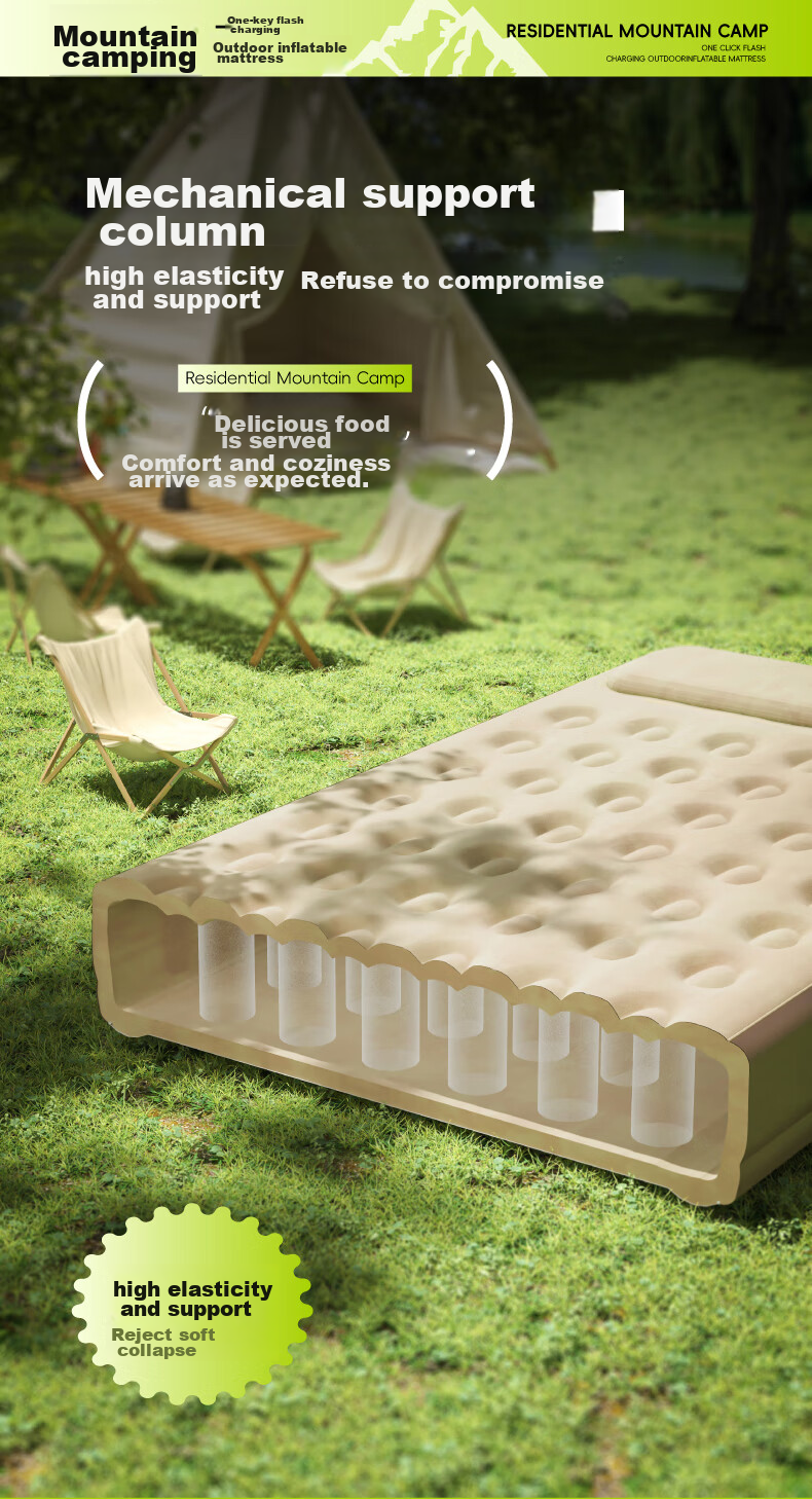 Adandyish Built-In Battery Pump Automatic Inflatable Mattress, Single Bed Air Mattress, Nap Tent Inflatable Pad, 190*100*25 8