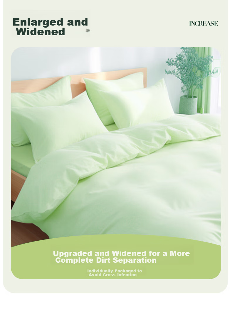 JAJALIN Disposable Four-Piece Travel Hotel Bedding Set: Clean Bed Sheet, Duvet Cover, Pillowcases, Thickened Double Bed Linen Set for Tourism 11
