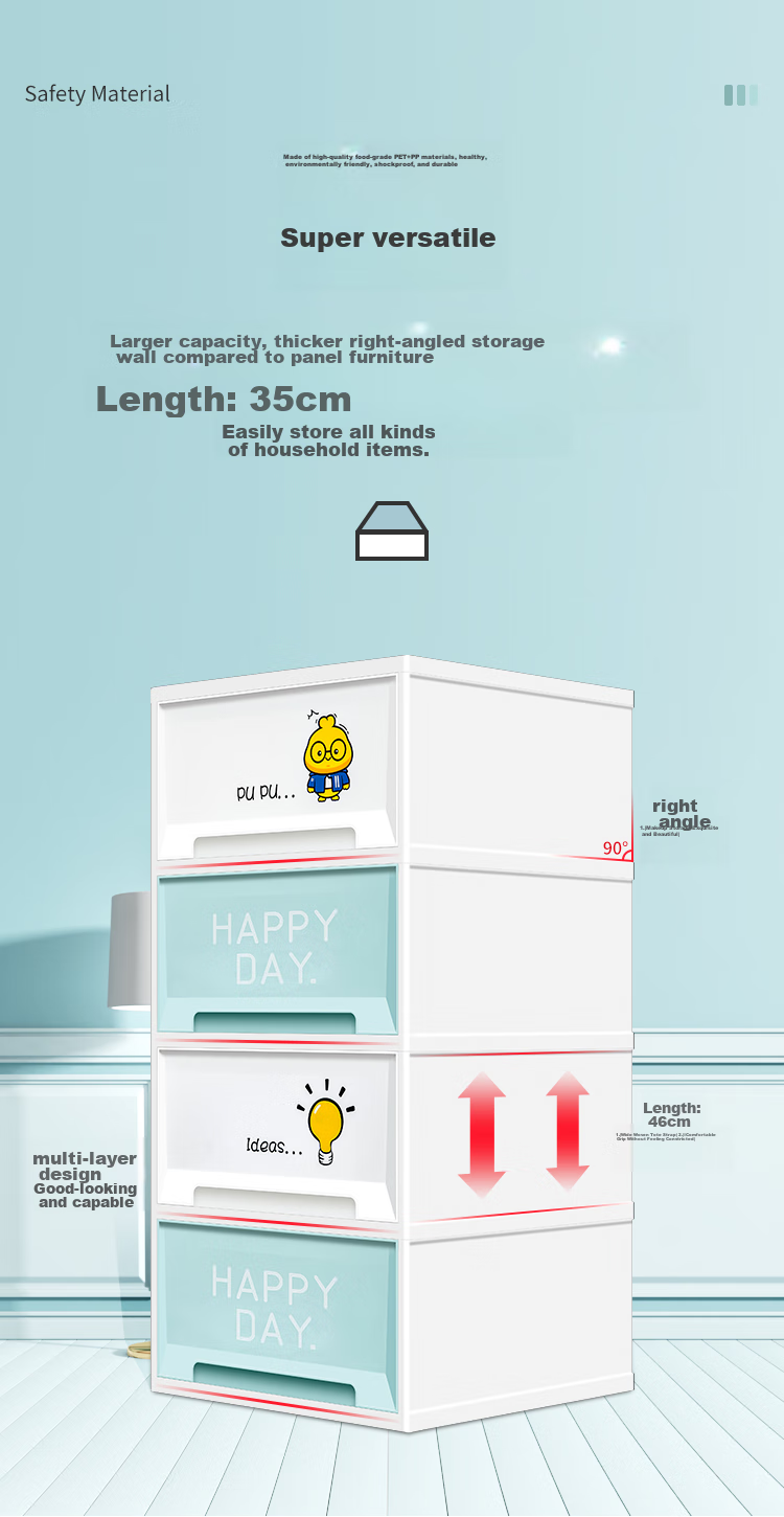 Xitianlong, No-Installation Storage Cabinet, Simple Wardrobe, Bedside Table, Children's Snack And Toy Storage Cabinet, 4-Tier Bird-Shaped Desig 4