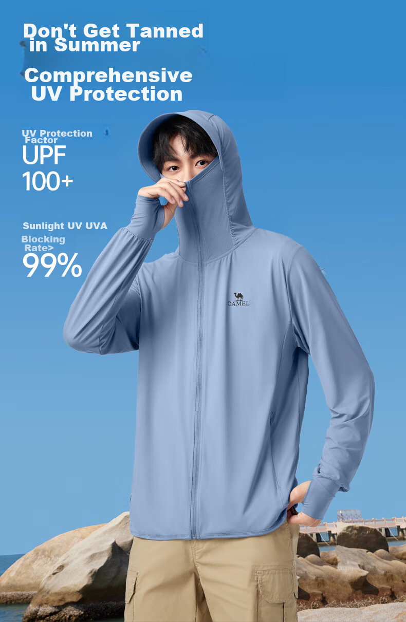 CAMEL Ice Mountain Sun Protection Clothing 1.0 Men's UV-Resistant Original Yarn Cool Breathable Quick-Dry Jacket, Summer M13BA03100B 3