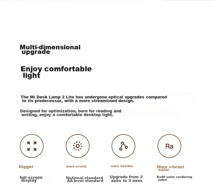 Mijia Xiaomi Mijia Desk Lamp 2 Lite, Student And Children's Study Reading Eye Protection Light Fixture, National Standard AA Grade 8