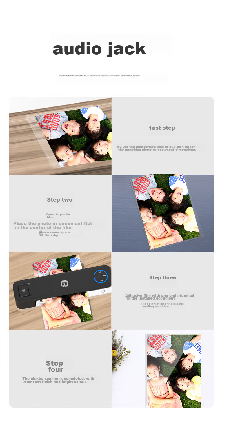HP 3-Inch 70mic Photo File Transparent Laminating Pouch High-Quality Clear Card Protection Film Copying Adhesive Film Durable Scratch-Resistant Waterproof Laminating Film 100 Sheets/Box 65*95mm 7