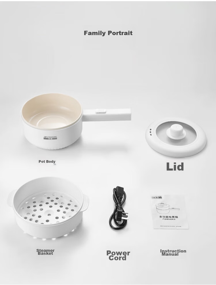 PESKOE Titanium Coated Electric Cooking Pot 1.6L Electric Hot Pot Electric Frying Pan Small Electric Pot Multifunctional Hot Pot Noodle Cooker GY-001 20