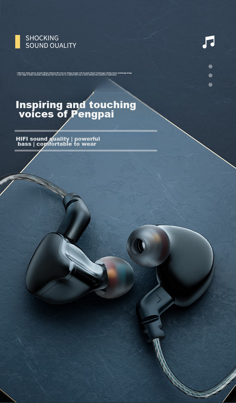 Haomuren Professional Wired In-Ear Headphones with Microphone for Streamers, Extended Cable for Mobile Phone And Computer, High-Fidelity HIFI Recording for Live Streaming, Karaoke And Music 3