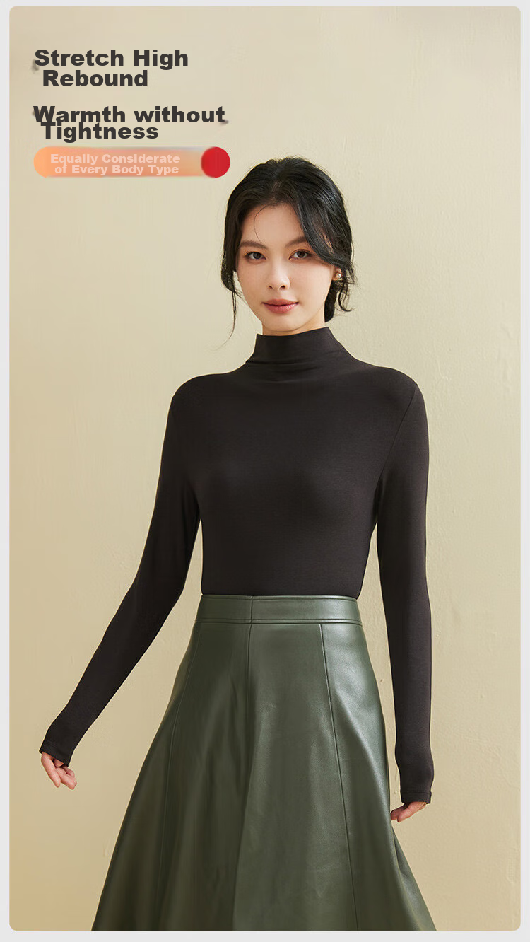 MiiOW High-Neck Base Layer for Women, 2025 New Style Inner Wear, Autumn And Winter, Plus Size, High-End Knitted Long-Sleeve Top 10