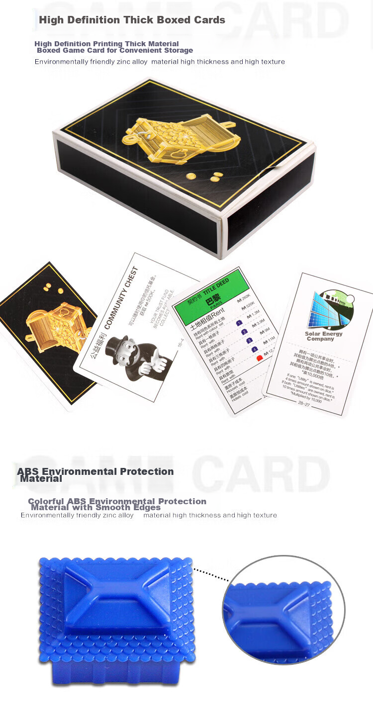 Chuqibisheng Real Estate King Board Game, Large Rich Man World Tour, Strategy Game, Educational Children's Toy, Party Game Cards 12