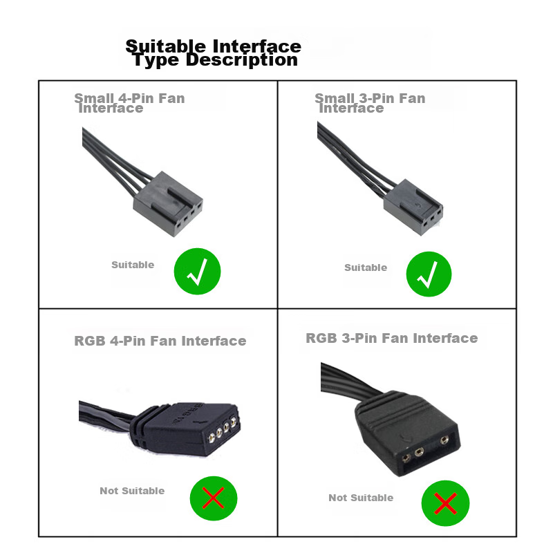 LinkStone Case Fan Power Cable, D-Type Large 4-Pin to Small 4-Pin, Desktop Computer Fan Adapter Cable, IDE Large 4-Pin to Small 3-Pin Cooling Fan Extension Cord, 27cm 2