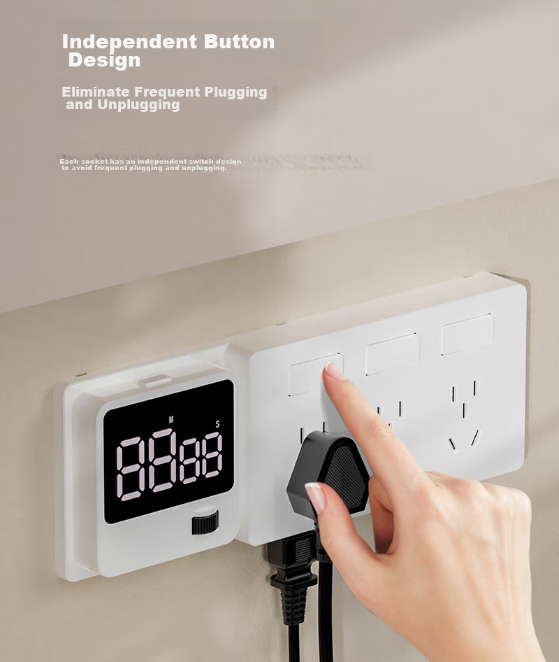 Xiya Wall Switch Track Socket, Multi-Function, National 3C Certified, Electric Shock Prevention, Kitchen Timer Electronic Clock, USB+Type-C Smart White 15