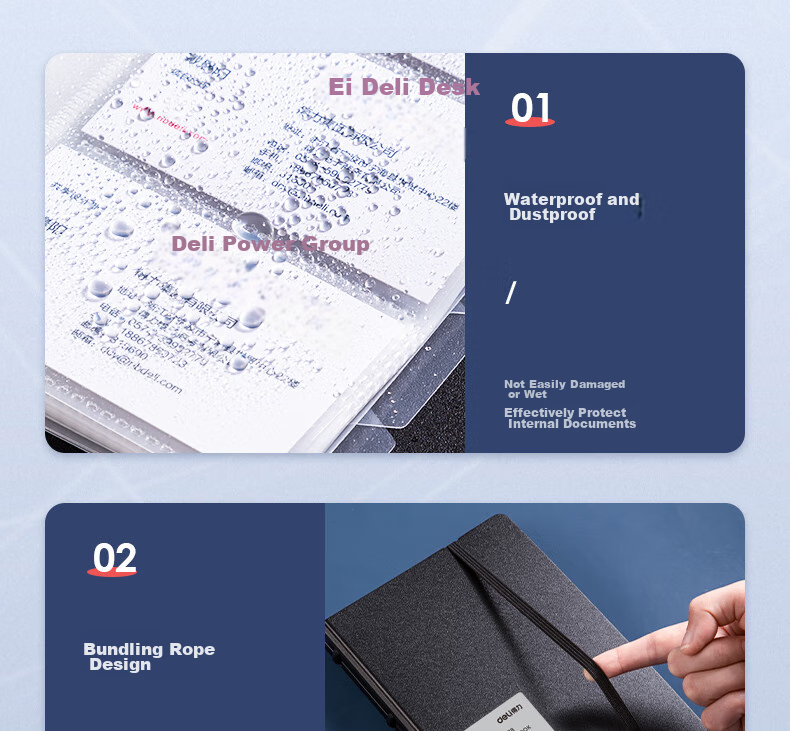 Deli 90 Pockets (180 Cards) Loose-Leaf Binder with Strap Business Card Holder for Men And Women, Model 5778 Black 14