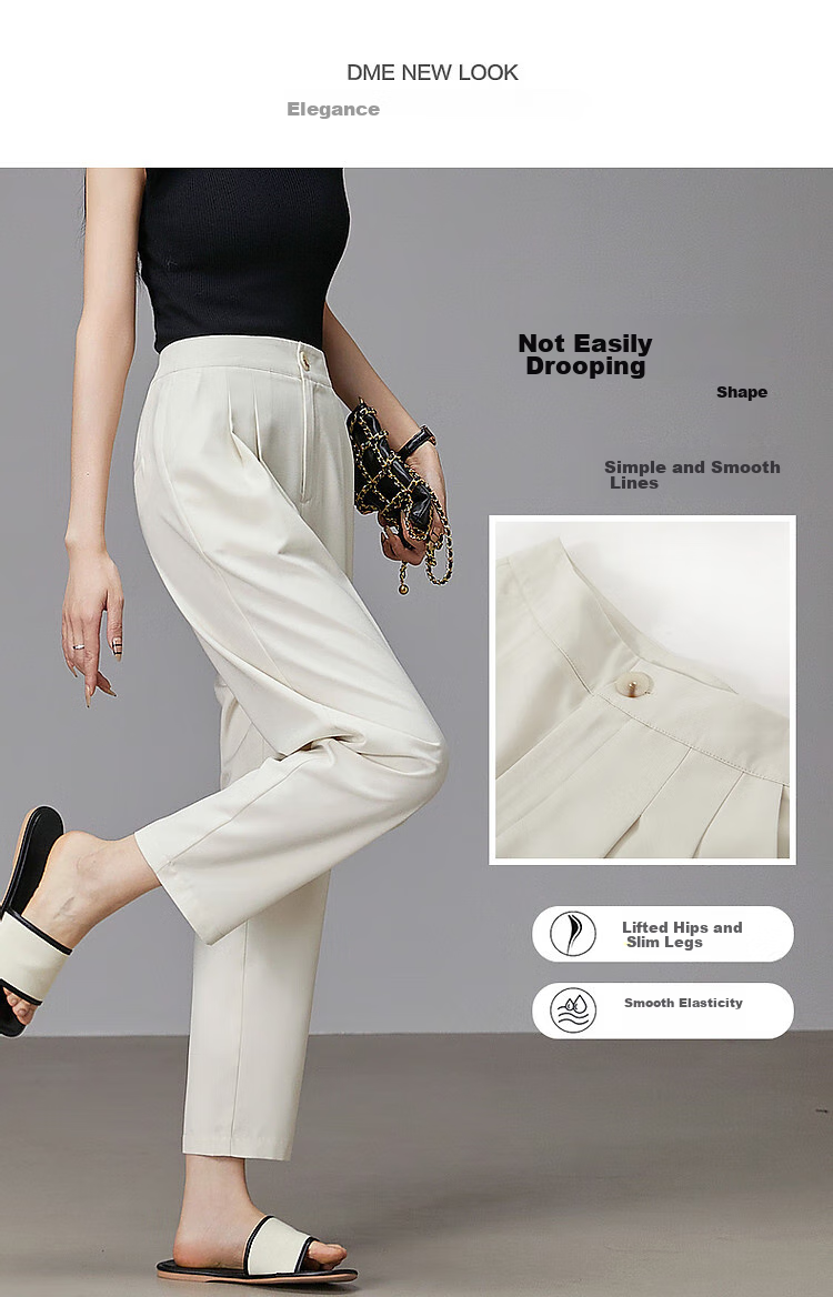 Dme [Casual Skyline] Spring And Autumn Commuter Style Slimming Slightly Stretchy Harem Cropped Pants Thin TR Casual Trousers for Wome 3