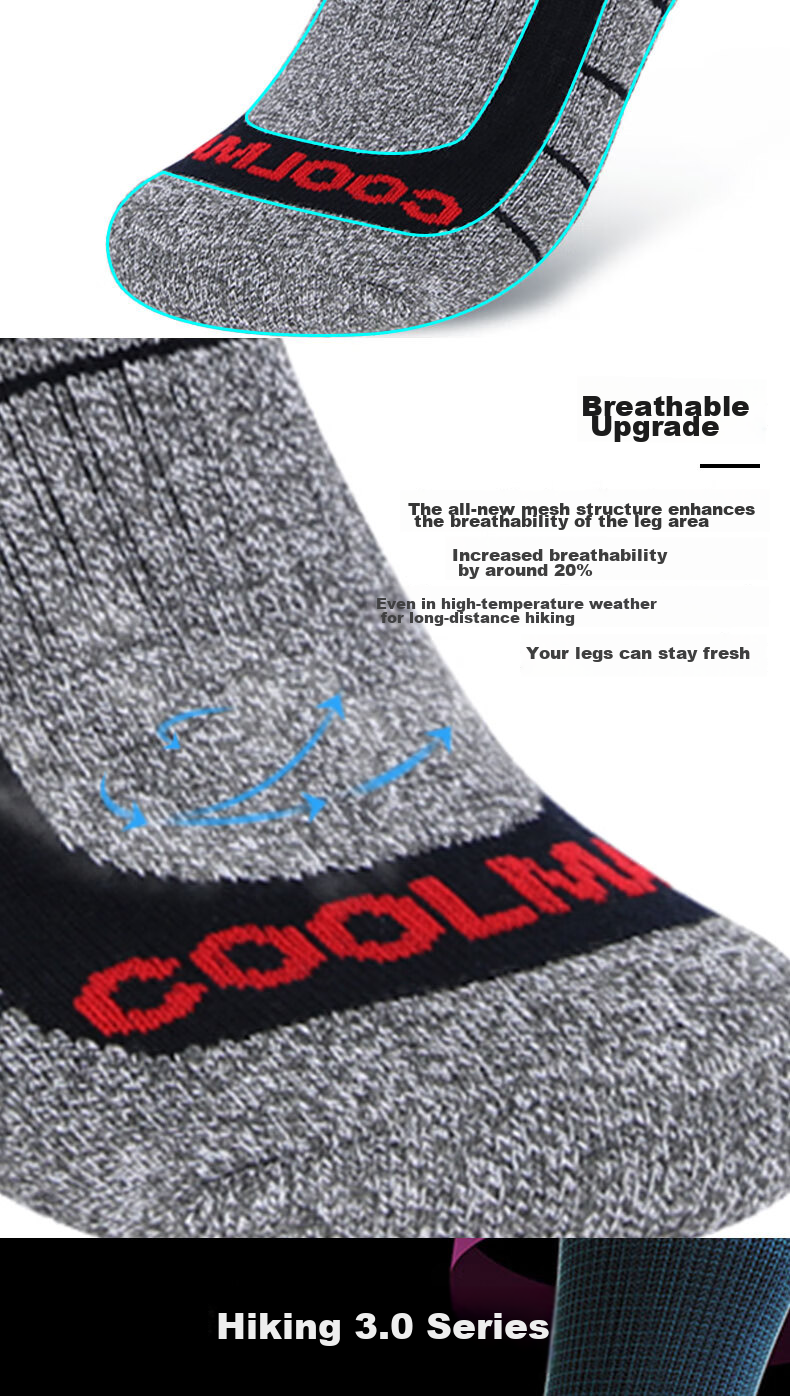 ALPINT MOUNTAIN Ermont Outdoor Hiking Socks for Men, Professional Mountaineering Socks, CoolMax Mid-Calf Quick-Drying Breathable Sports Socks 6