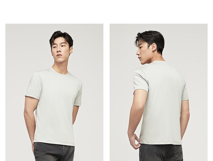 YOUNGOR [Silky Cotton] 2026 New Casual Loose Round Neck Solid Color Base Cool-Feeling Short-Sleeve T-Shirt, Black, S 13