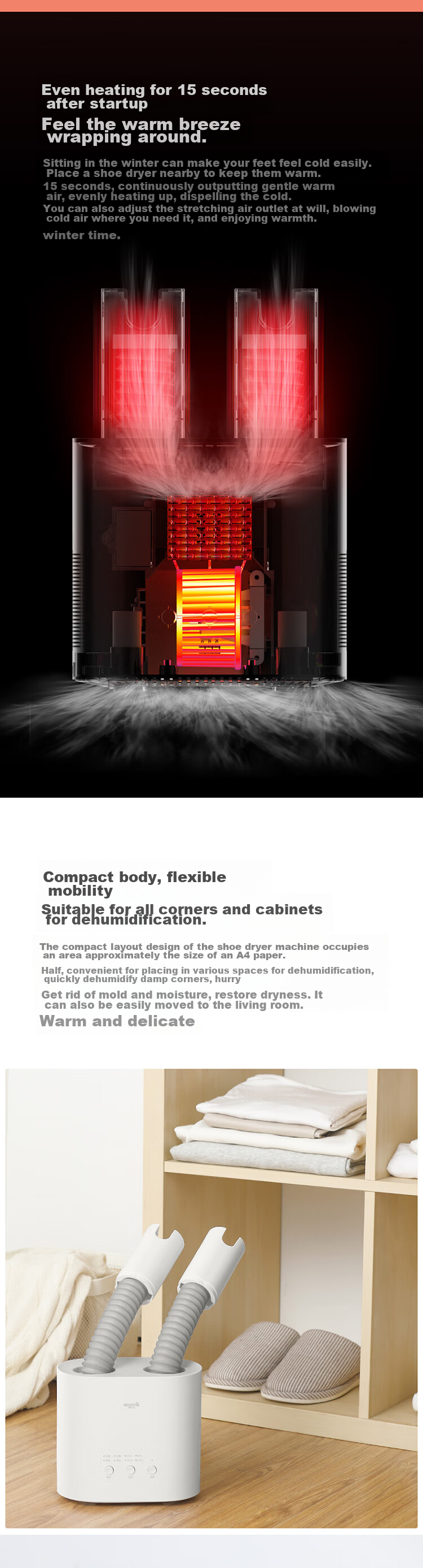Deerma Compact Dehumidifier Box, Reusable Dehumidifier, Drying And Moisture-Proof Dehumidifier CS50M 9