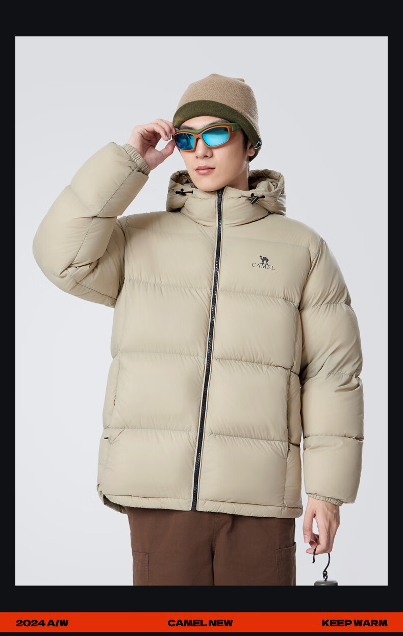 CAMEL Zhichun down Jacket for Men, Winter Thick White Duck down, Couple's Puffer Coat, Warm Outerwear M33CR07131 20