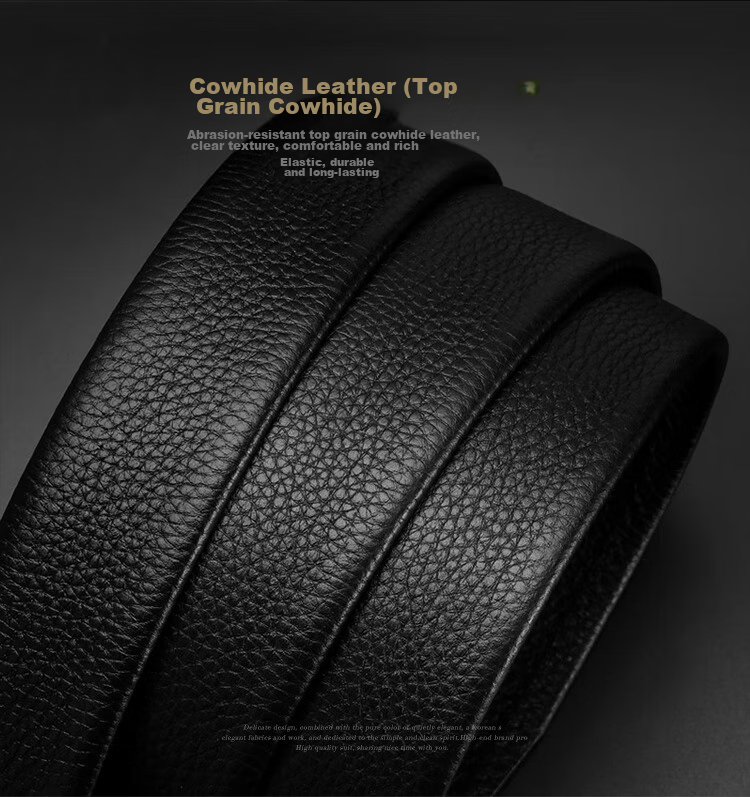GOLF Men's Double-Sided Top-Grain Leather Belt, No Buckle Belt, Automatic Buckle Waist Belt, Buckleless Trouser Belt 2