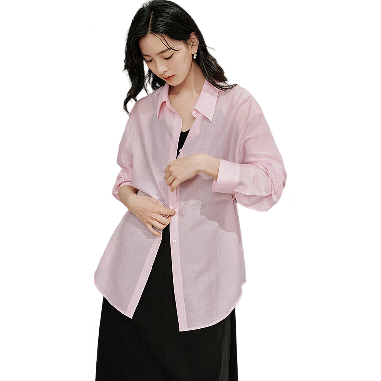 INMAN Lyocell Tencel Women's Lightweight Blouse, 2026 Summer New Shirt Top, New Upgrade - Lilac Pink, L