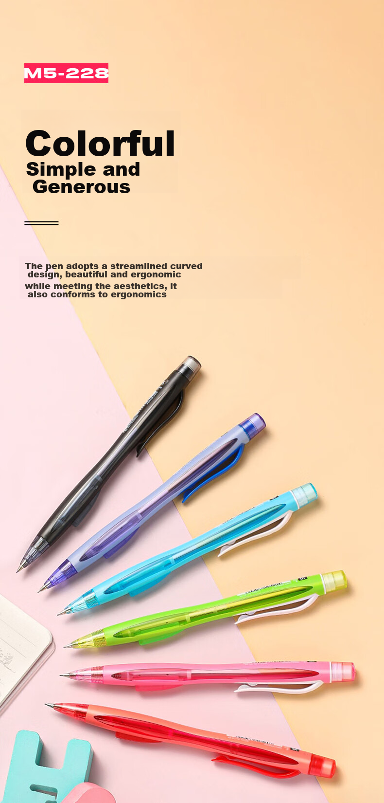 Mitsubishi (Uni) Student Mechanical Pencil M5-228 with Side Button for Lead Extraction, Eraser Included, Light Blue, Single Pack 7