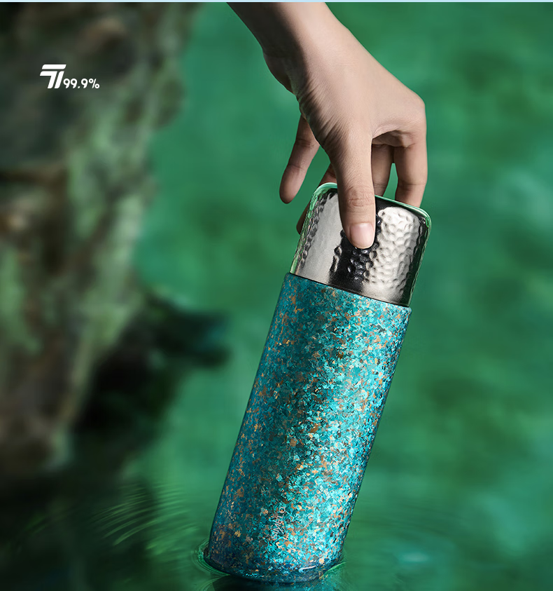 SIMELO Pure Titanium Insulated Tea Brewing Cup for Men and Women, Titanium Water Bottle, Birthday Gift, 450ml 10