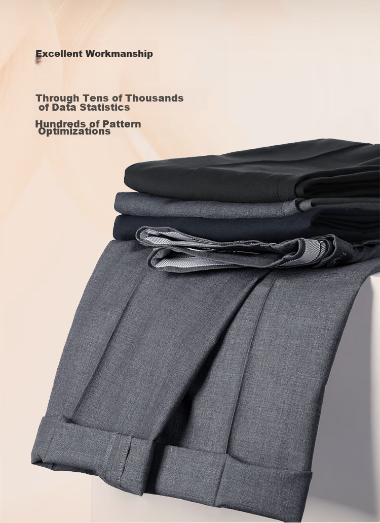 Hodo [No-Cut No-Iron] Men's Business Straight-Leg Trousers, Black, All Seasons, Size 38 2