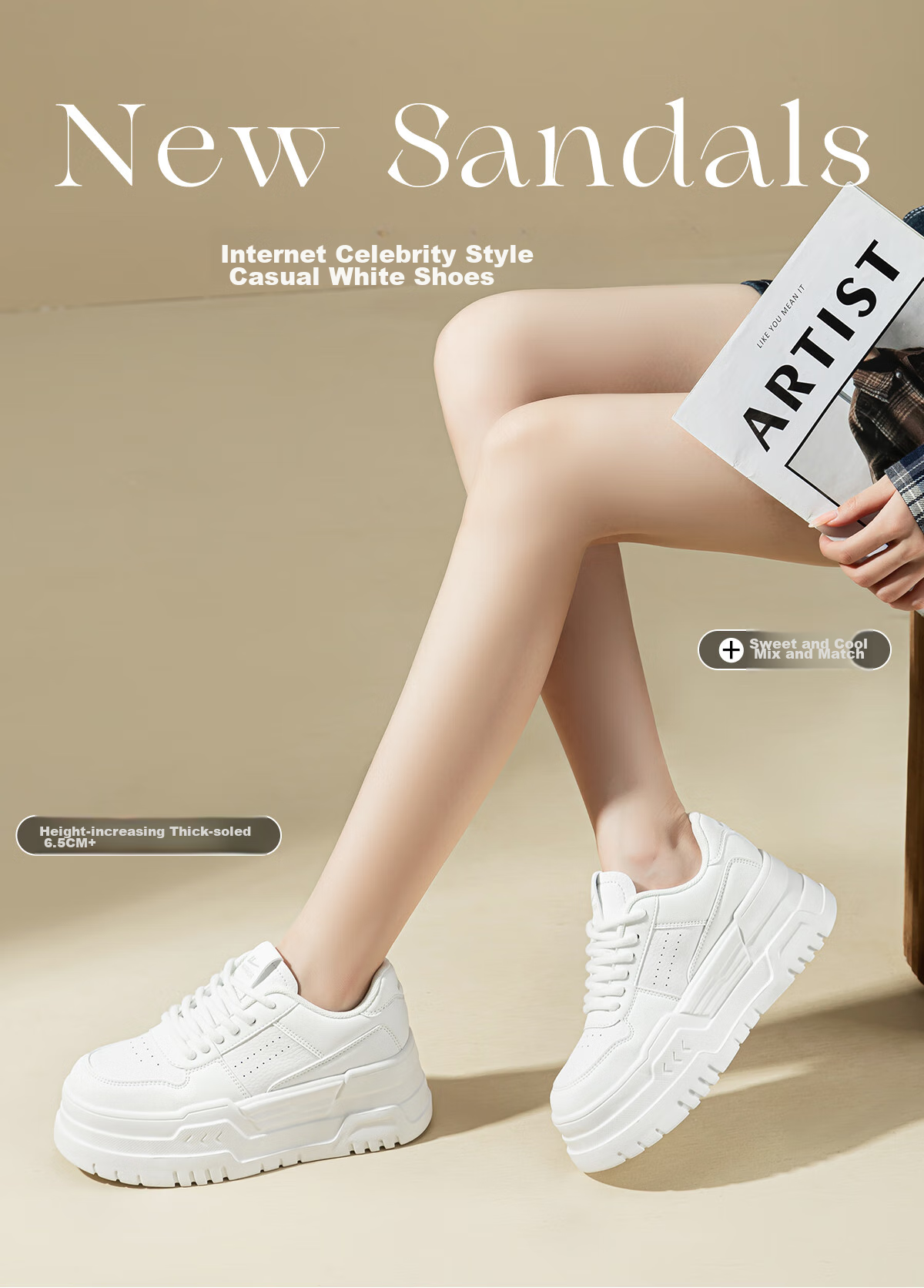 Huili White Sneakers for Women, Fashionable Versatile Canvas Shoes, Student Platform Heightening Lightweight Casual Soft-Soled Shoes for Women, Silver White, Size 40 1